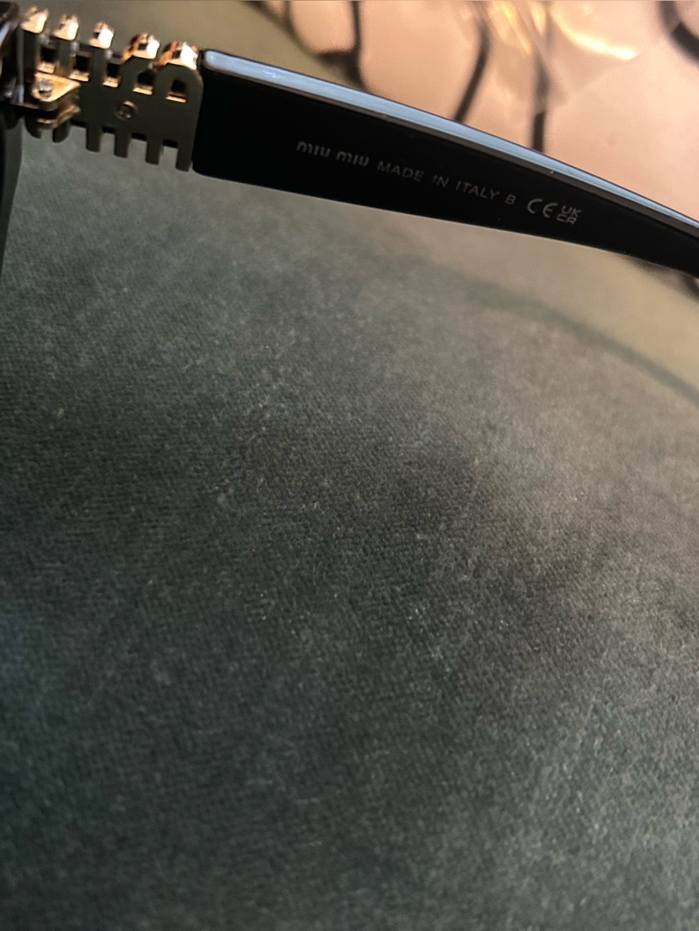 Miu Miu Black Sunglasses with Gold Logo Temples - Picture 4 of 7